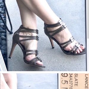 COACH lanice Strappy sandal heels metallic leather